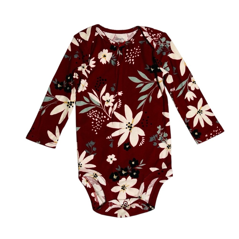 Carter's‎ Burgundy Floral Long Sleeve Bodysuit